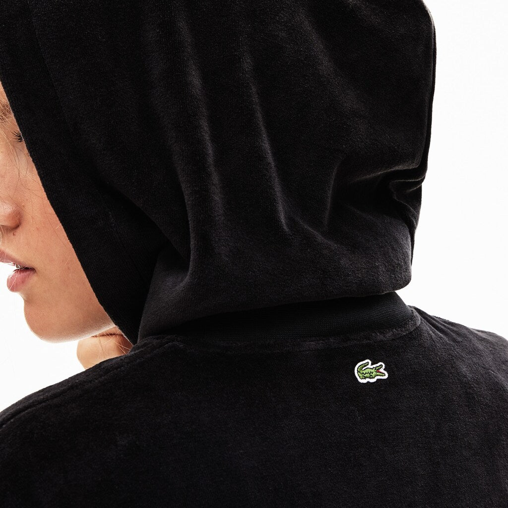 Wo  LIVE Golden Signature Hooded Velvet Sweatshirt | Lacoste Womens