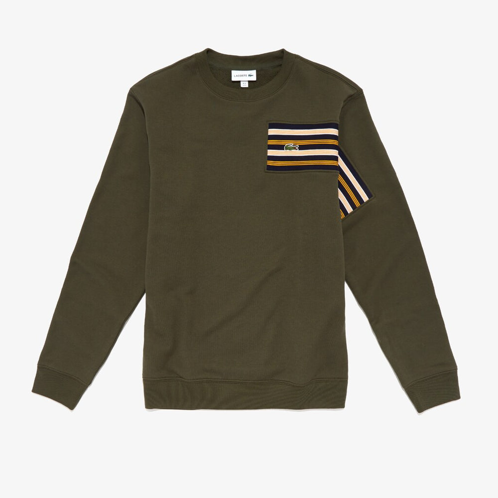 Striped Panel Cotton Fleece Sweatshirt | Lacoste Mens