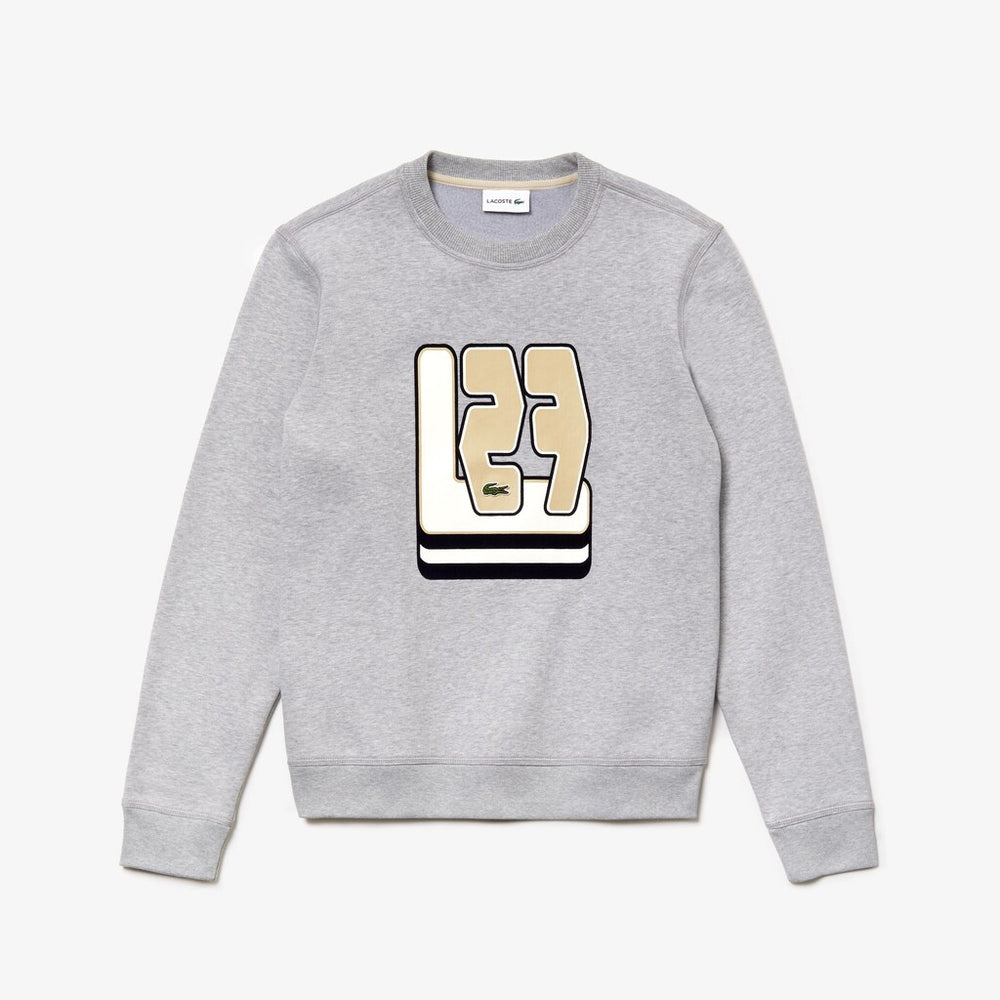 Crewneck L27-Print Cotton Blend Sweatshirt | Lacoste Mens