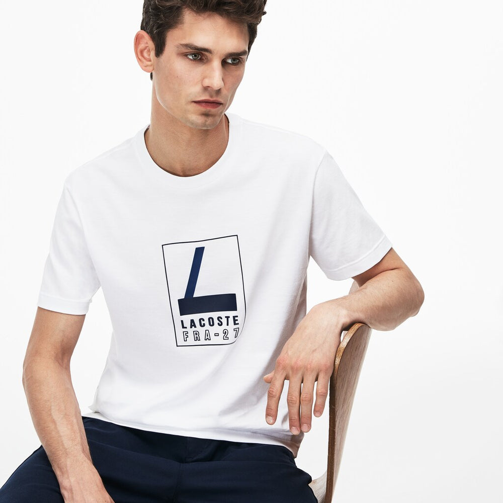 Crew Neck Rubber Lettering Soft Jersey T-shirt | Lacoste Mens