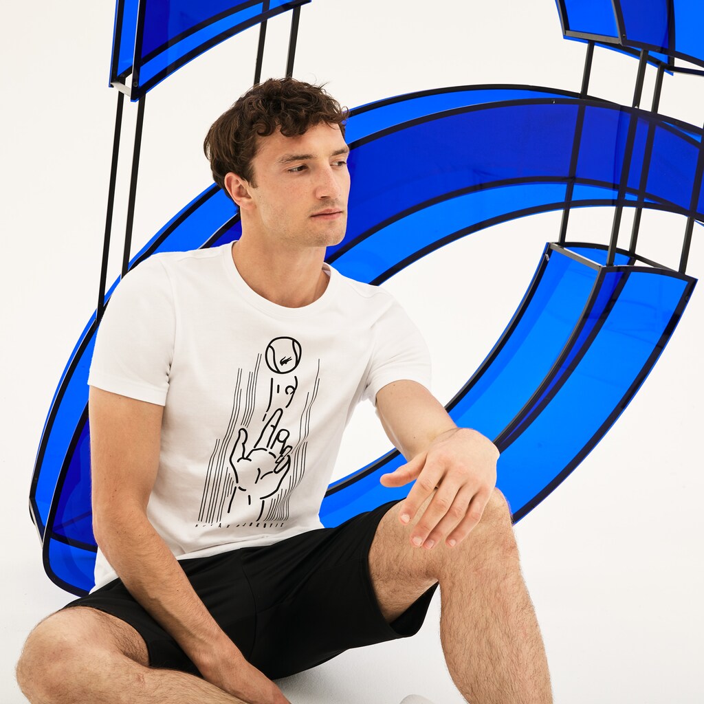 SPORT Novak Djokovic Crew Neck Print Technical T-Shirt | Lacoste Mens