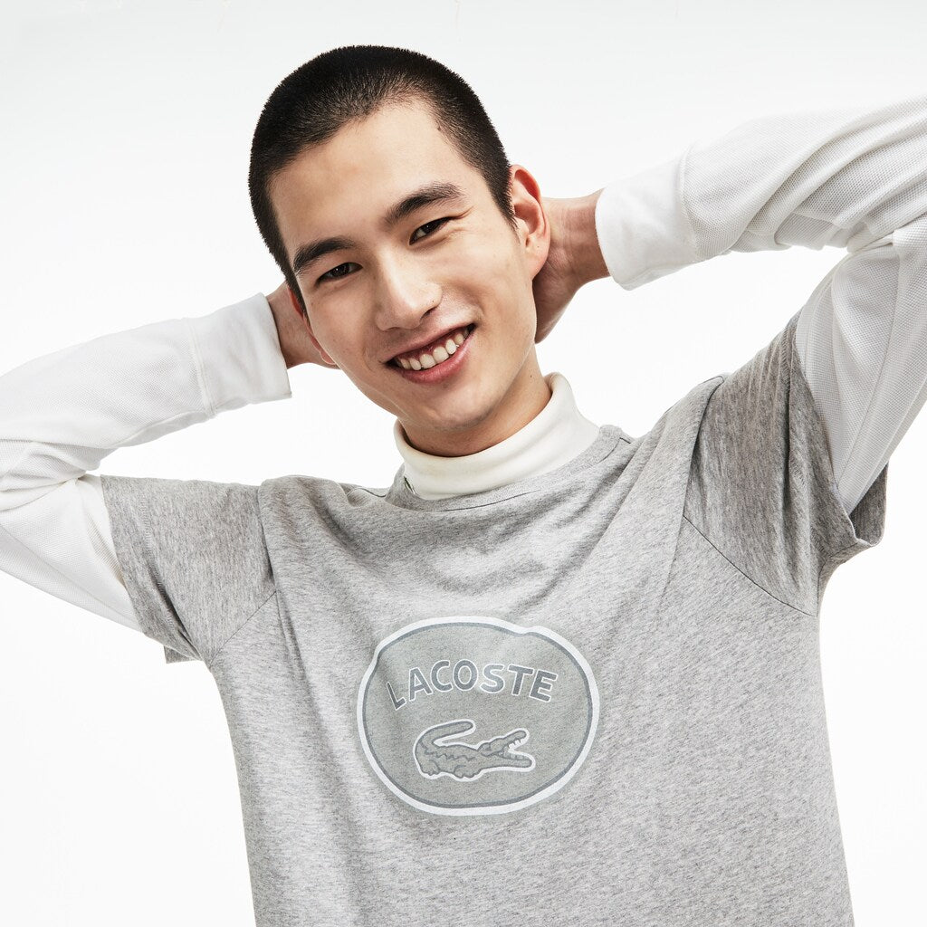 Crew Neck Oversized Badge Cotton Jersey T-Shirt | Lacoste Mens