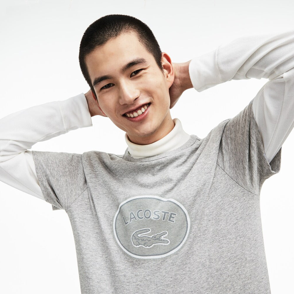 Crew Neck Oversized Badge Cotton Jersey T-Shirt | Lacoste Mens