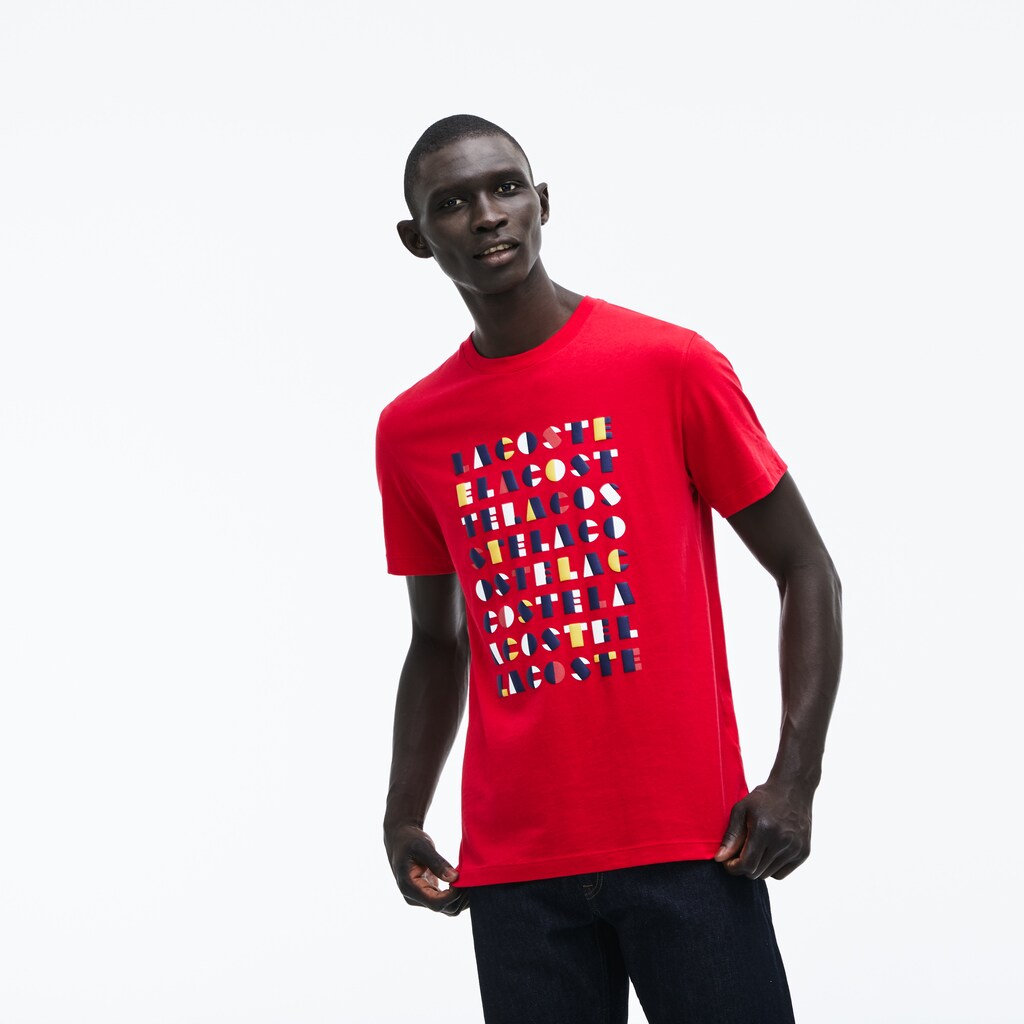 Crew Neck 3D Lettering Cotton Jersey T-shirt | Lacoste Mens