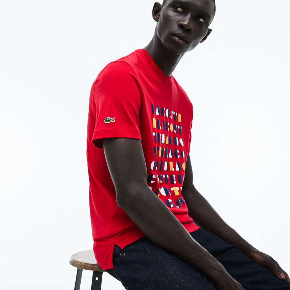 Crew Neck 3D Lettering Cotton Jersey T-shirt | Lacoste Mens