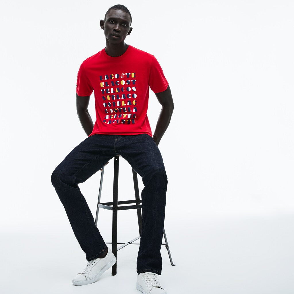 Crew Neck 3D Lettering Cotton Jersey T-shirt | Lacoste Mens