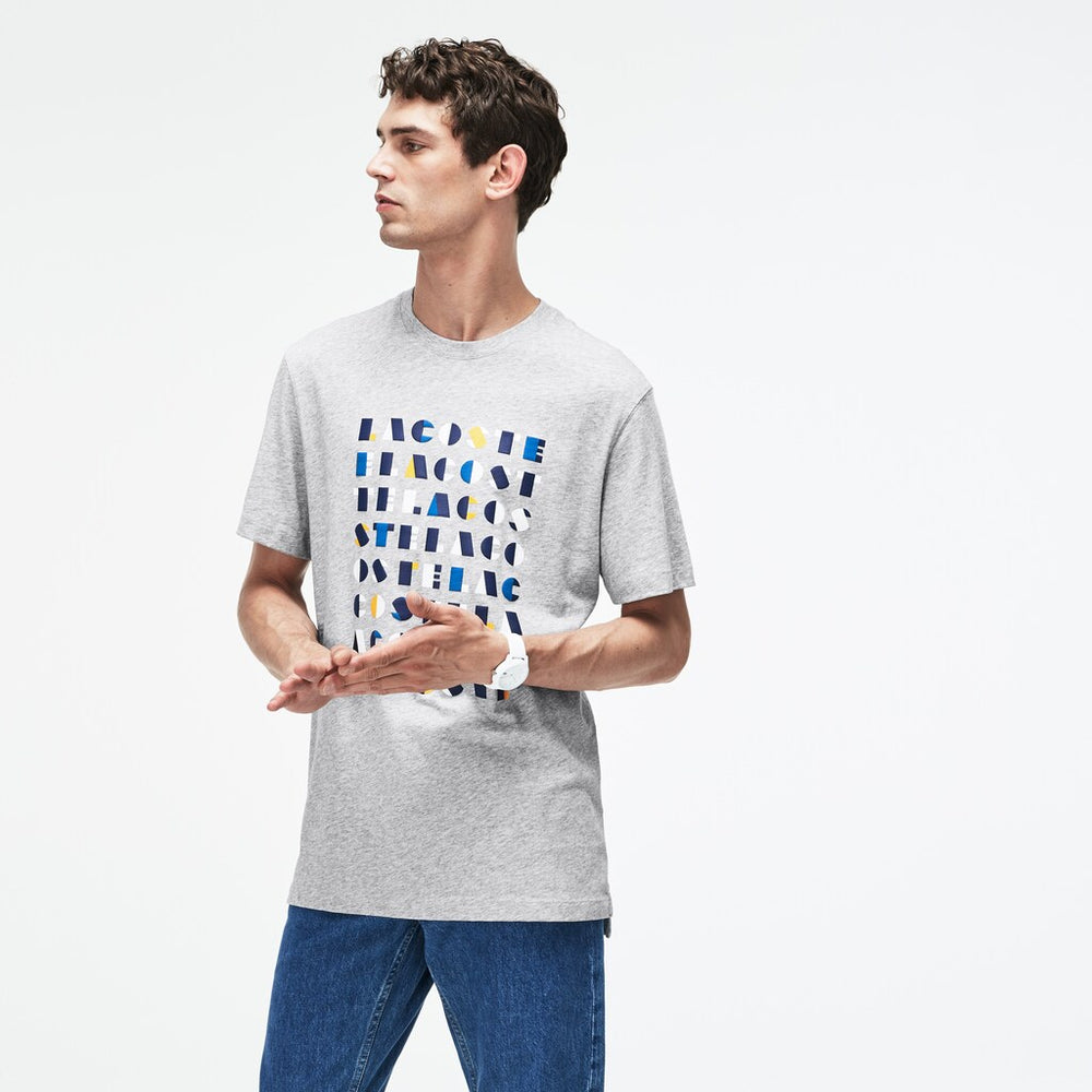 Crew Neck 3D Lettering Cotton Jersey T-shirt | Lacoste Mens