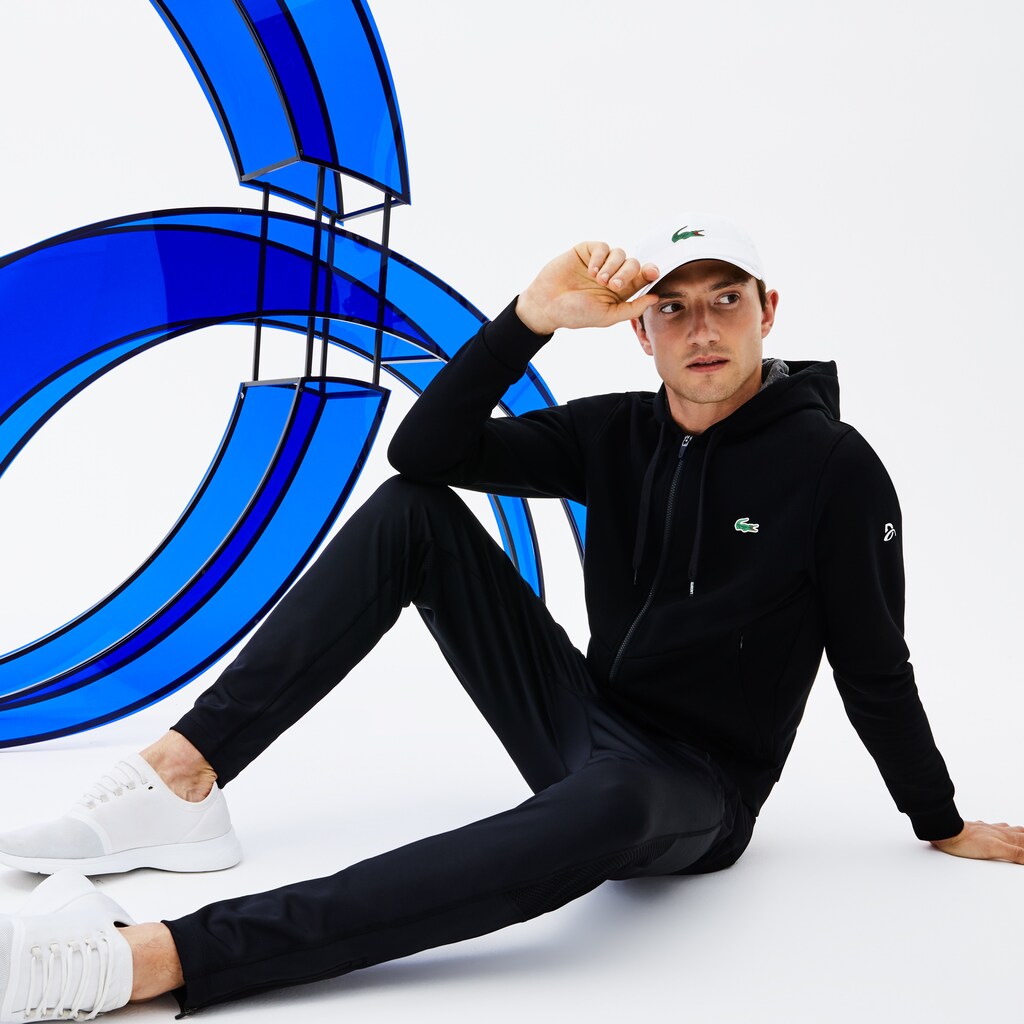 SPORT Novak Djokovic Technical Fleece Hooded Zip Sweatshirt | Lacoste Mens