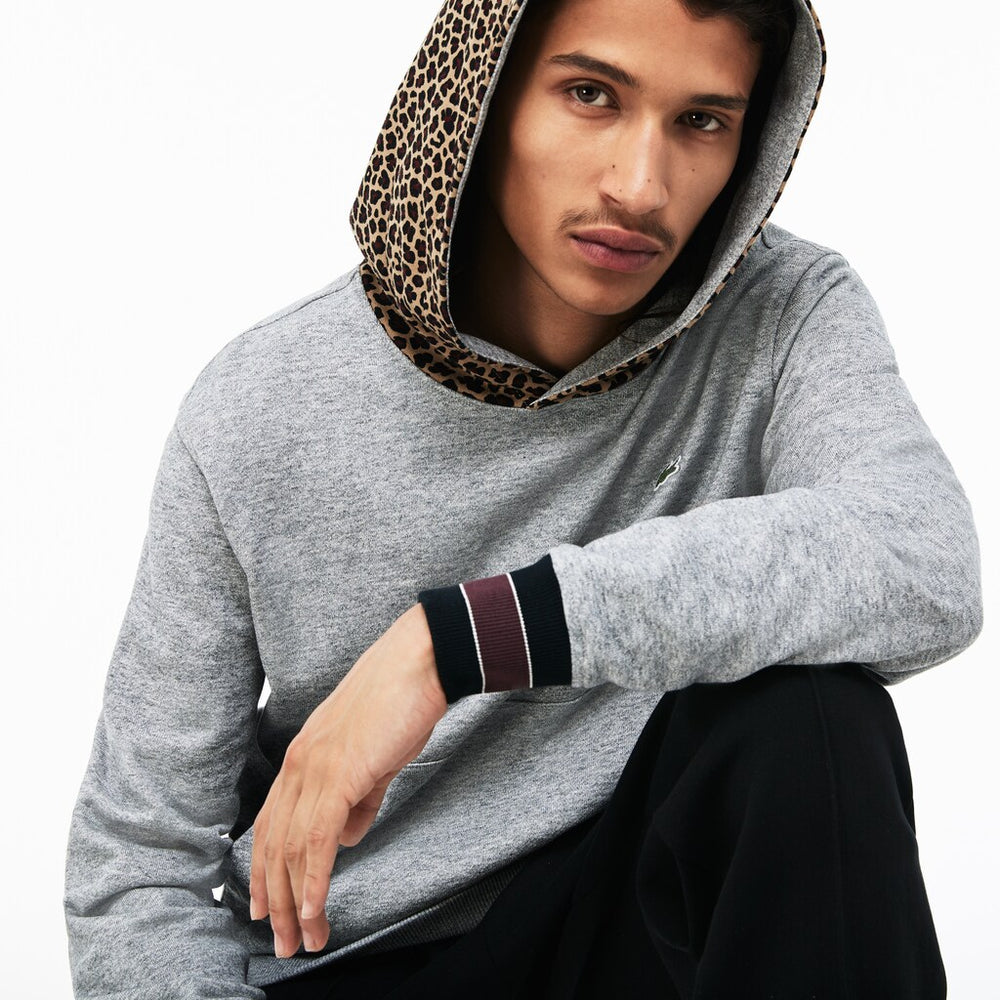 LIVE Leopard Print Hood Fleece Sweatshirt | Lacoste Mens
