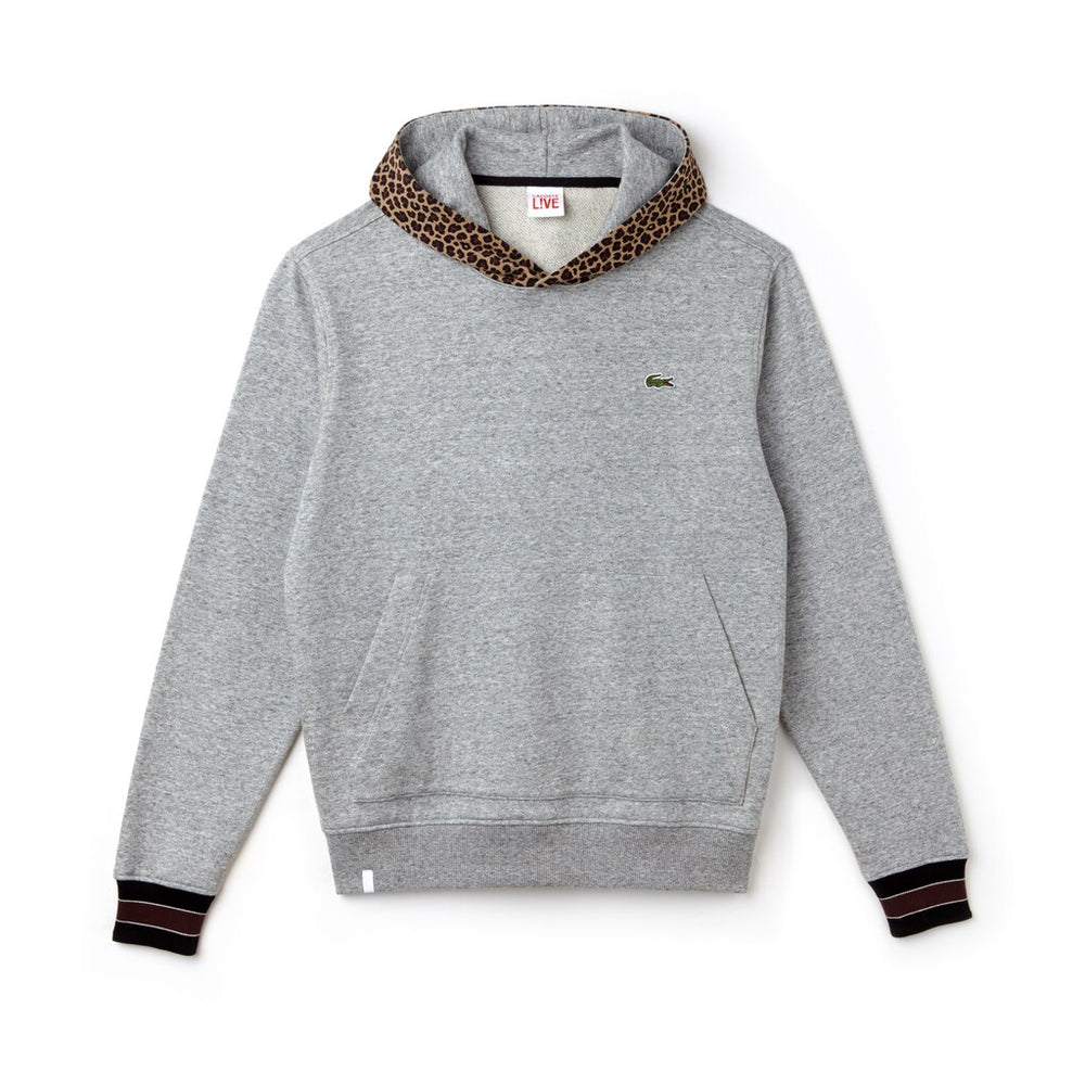 LIVE Leopard Print Hood Fleece Sweatshirt | Lacoste Mens