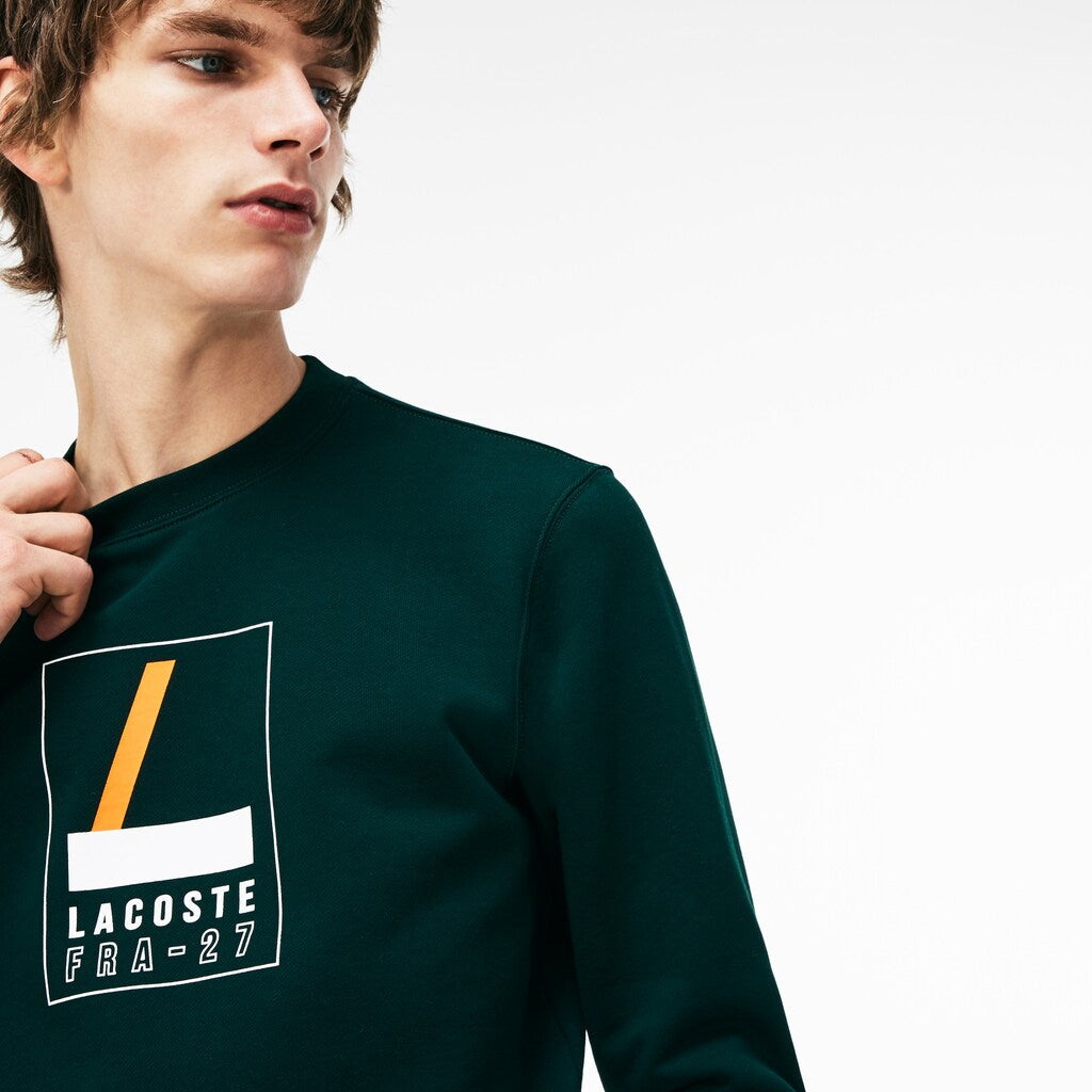 Crew Neck Print Fleece Sweatshirt | Lacoste Mens