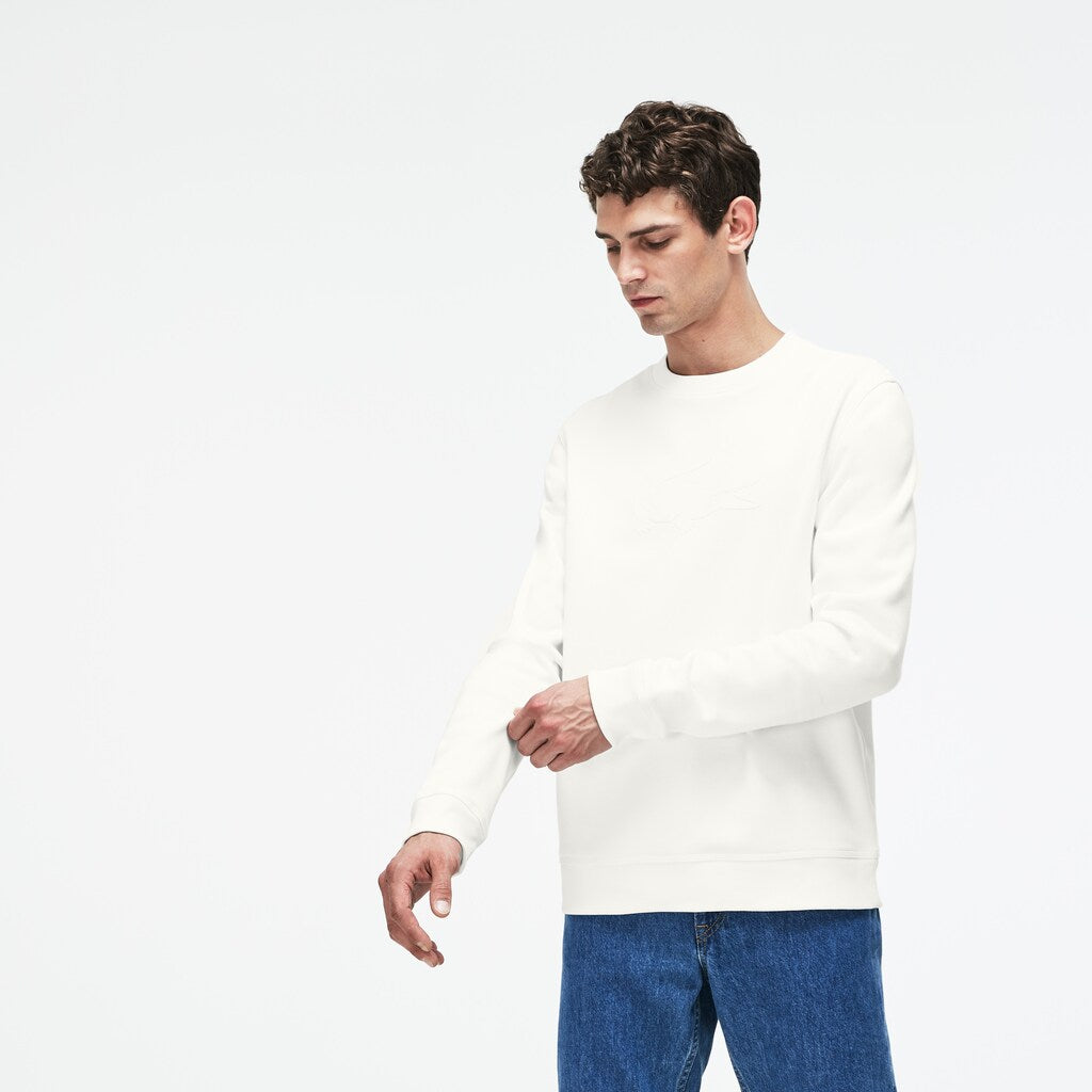 Crew Neck Felt Crocodile Fleece Sweatshirt | Lacoste Mens