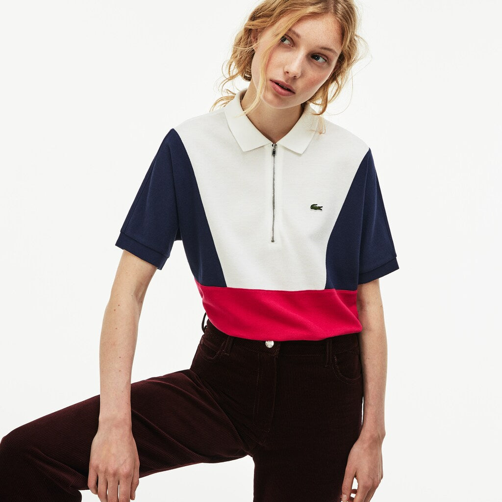 Wo  Zip Neck Colorblock Terrycloth Piqué Polo | Lacoste Womens