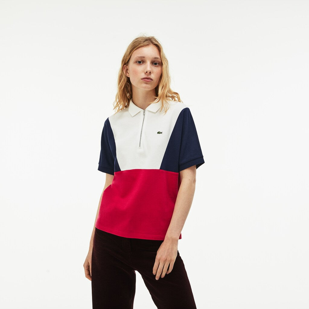 Wo  Zip Neck Colorblock Terrycloth Piqué Polo | Lacoste Womens