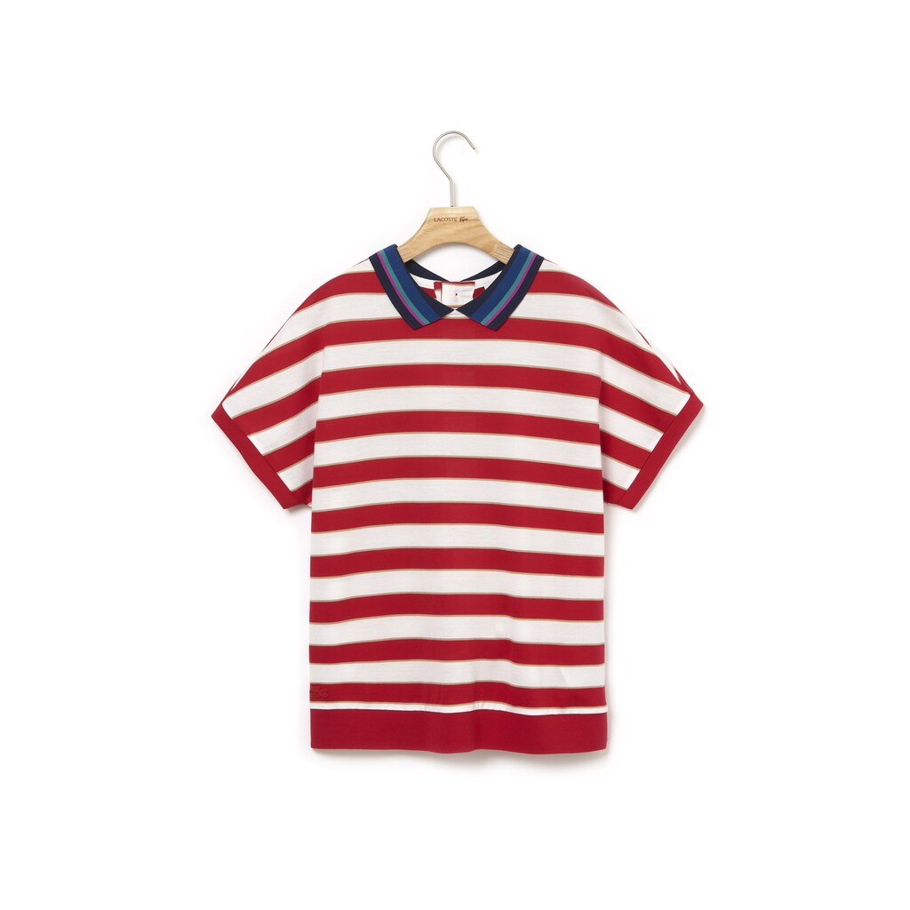 Wo  Back Button Colorblock Striped Piqué Polo | Lacoste Womens