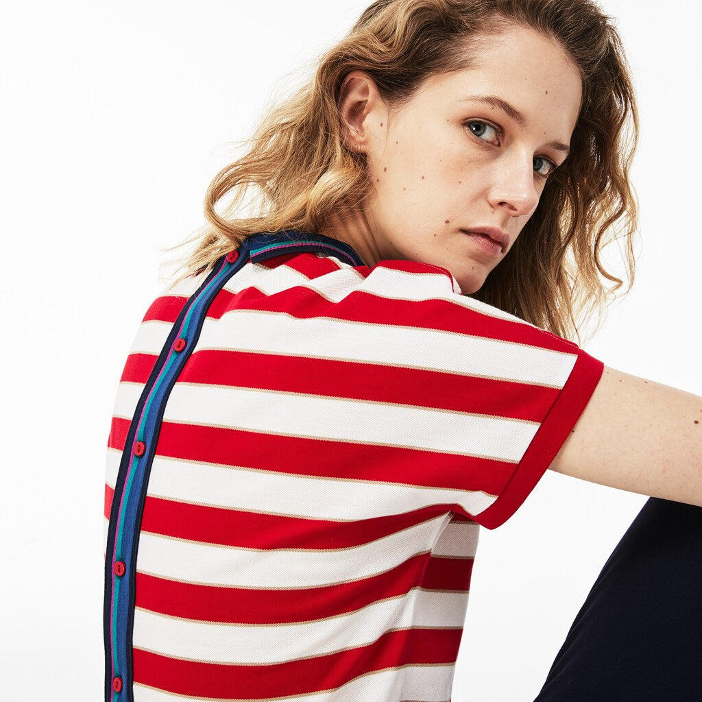Wo  Back Button Colorblock Striped Piqué Polo | Lacoste Womens