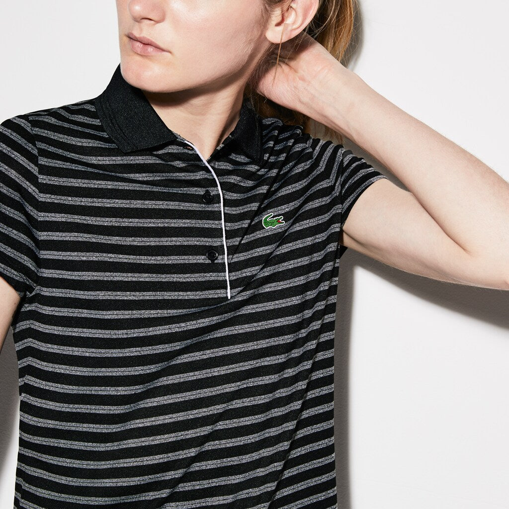 Wo  SPORT Striped Technical Jersey Golf Polo | Lacoste Womens