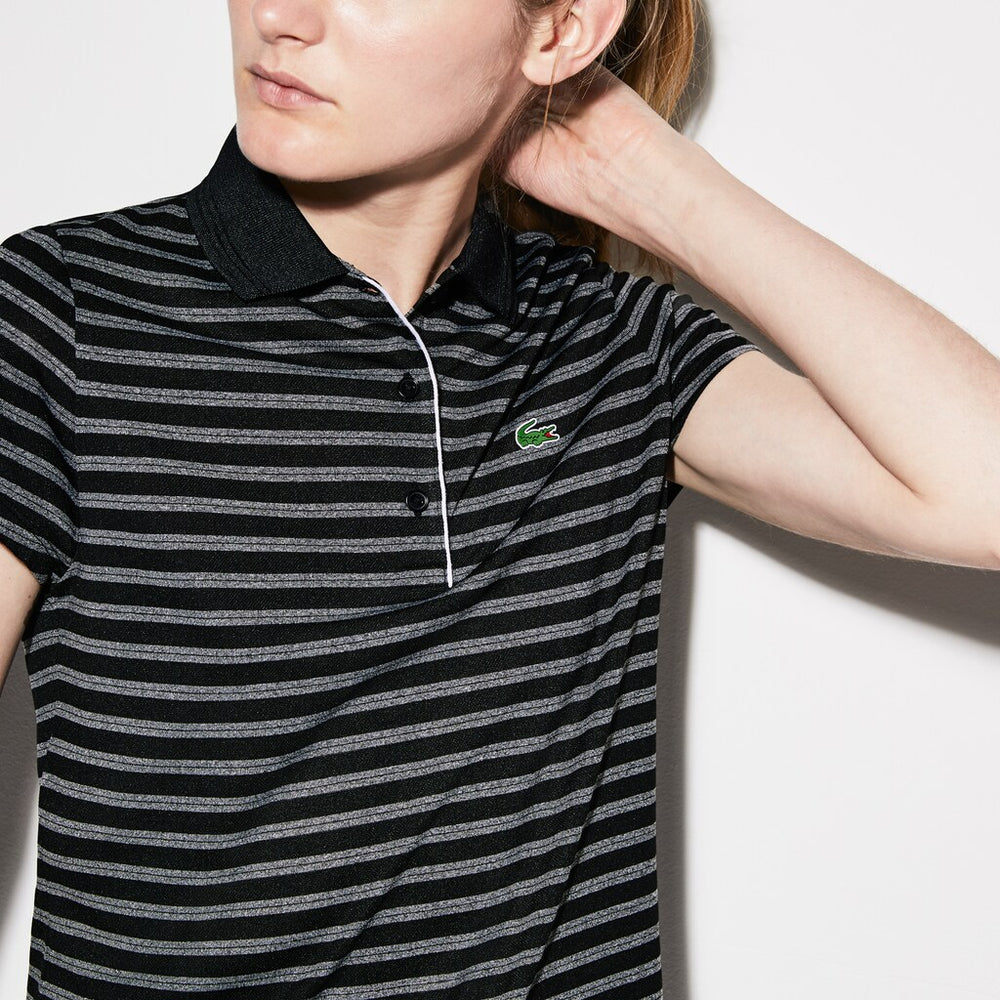 Wo  SPORT Striped Technical Jersey Golf Polo | Lacoste Womens