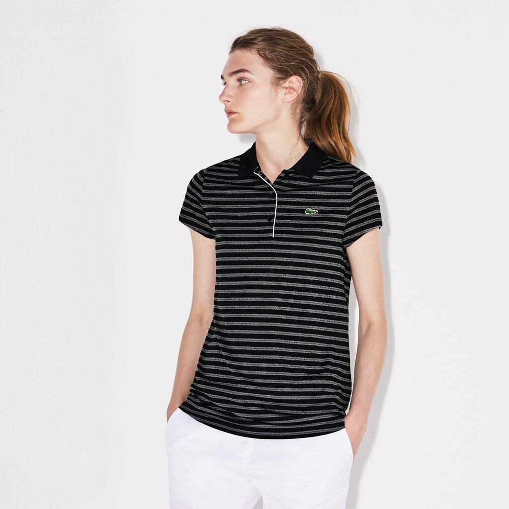 Wo  SPORT Striped Technical Jersey Golf Polo | Lacoste Womens