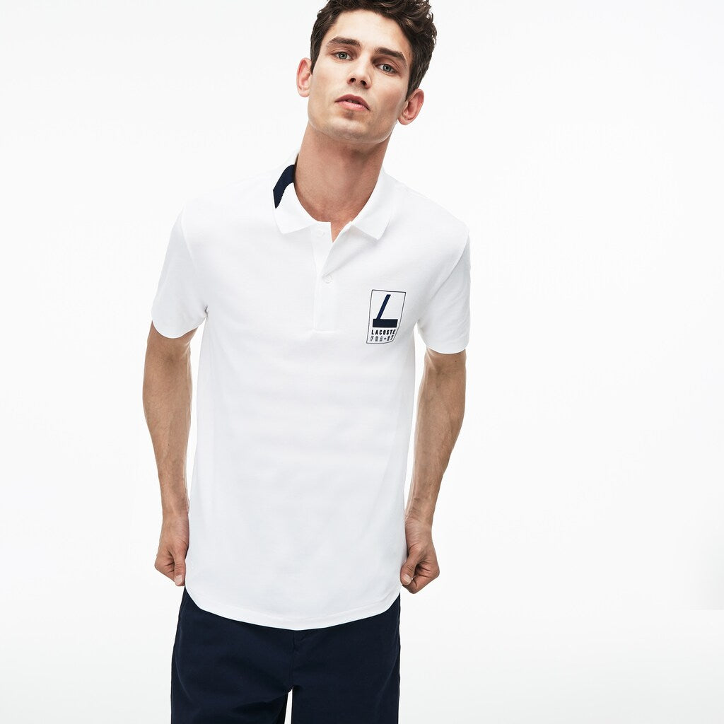 Slim Fit Lettering Stretch Mini Piqué Polo | Lacoste Mens