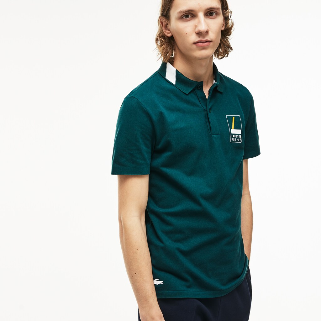 Slim Fit Lettering Stretch Mini Piqué Polo | Lacoste Mens