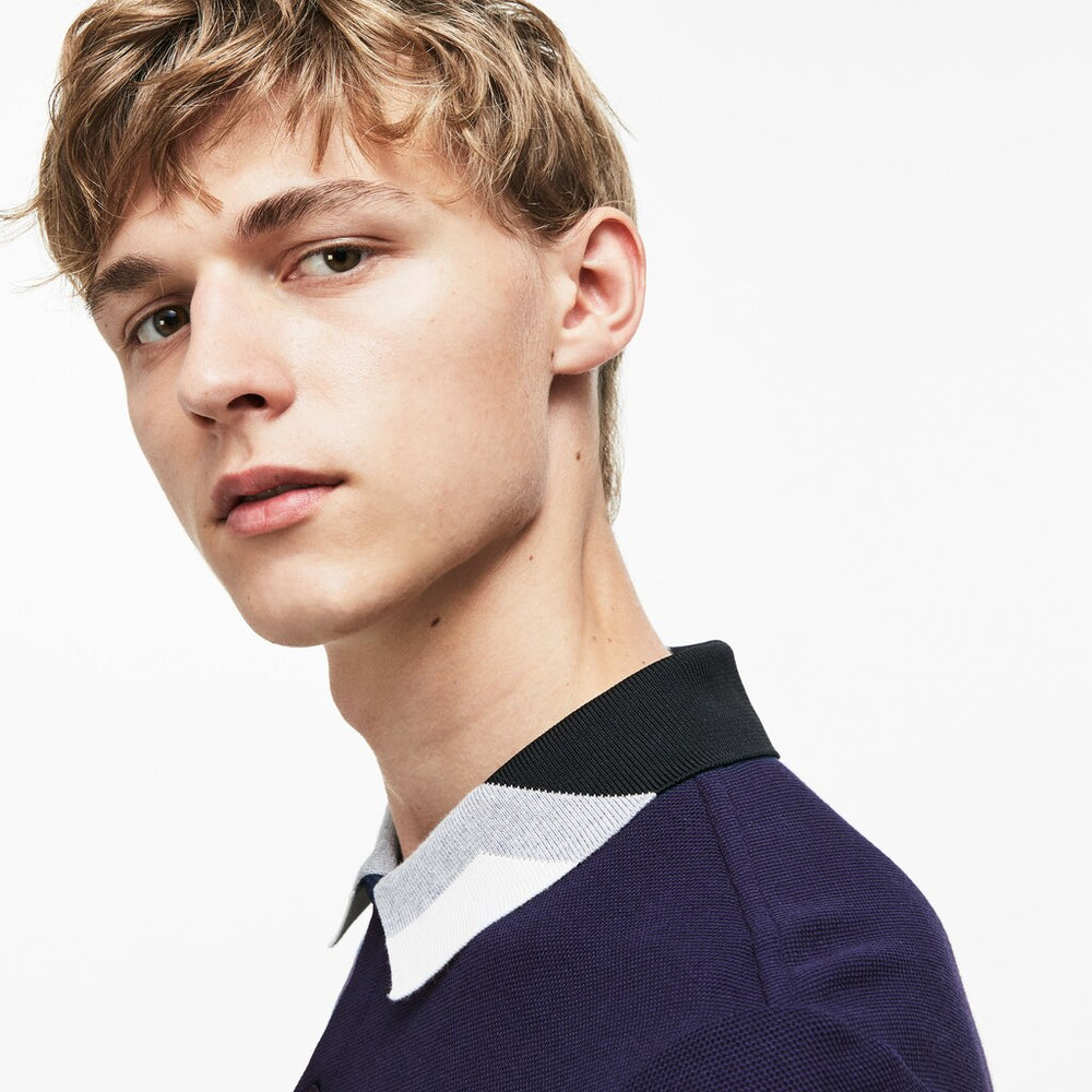 Lacoste Slim Fit Colourblock Striped Knop Piqué Polo Shirt | Lacoste Mens