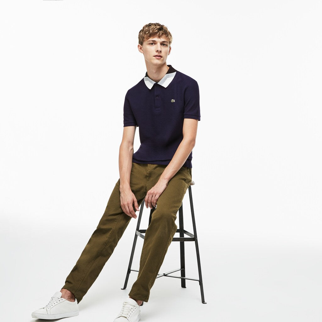 Lacoste Slim Fit Colourblock Striped Knop Piqué Polo Shirt | Lacoste Mens