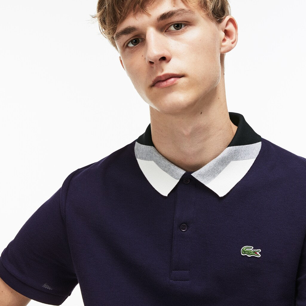 Lacoste Slim Fit Colourblock Striped Knop Piqué Polo Shirt | Lacoste Mens