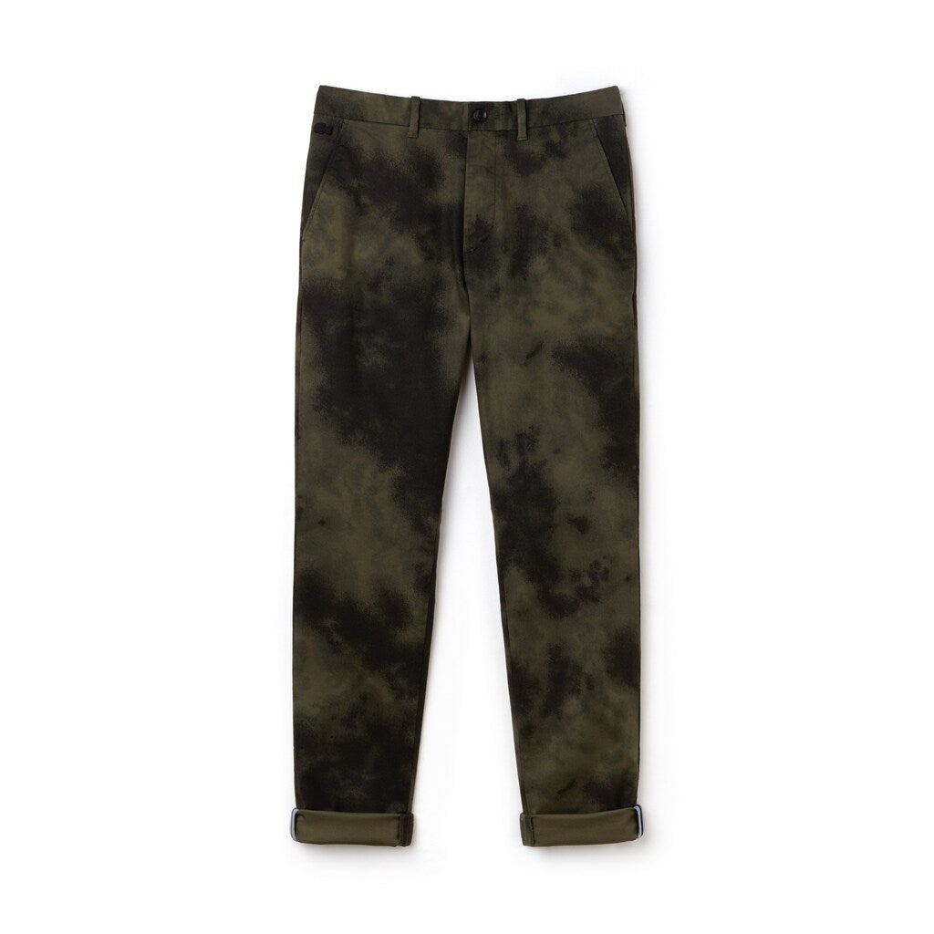 LIVE Print Stretch Cotton Twill Chino Pants | Lacoste Mens