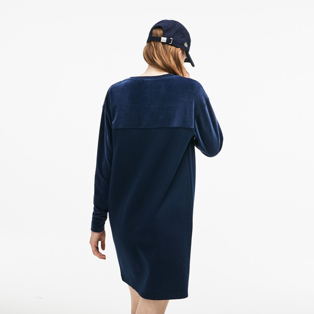 Wo  Bimaterial Velour and Terrycloth Jersey Sweatshirt Dress | Lacoste Womens