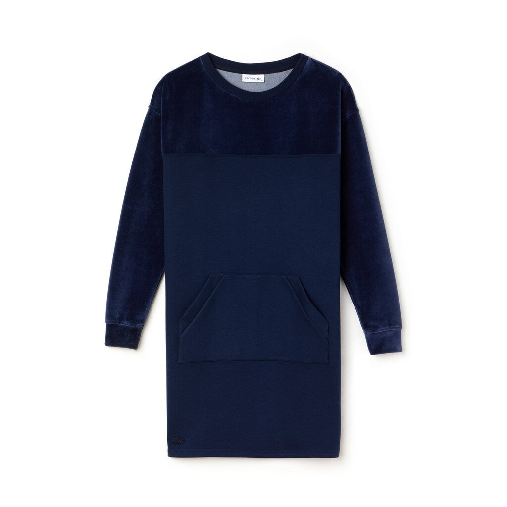 Wo  Bimaterial Velour and Terrycloth Jersey Sweatshirt Dress | Lacoste Womens