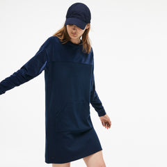 Wo  Bimaterial Velour and Terrycloth Jersey Sweatshirt Dress | Lacoste Womens