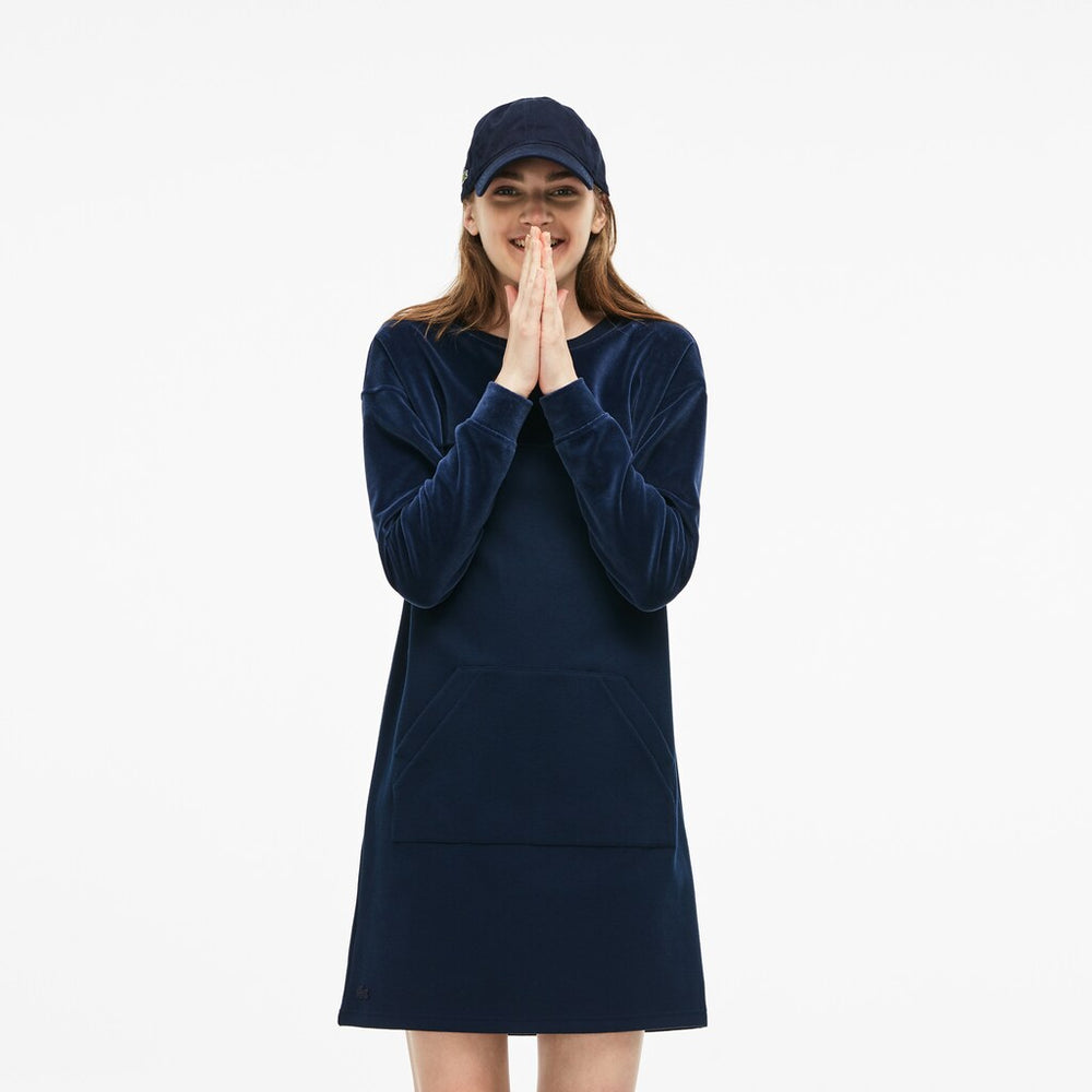 Wo  Bimaterial Velour and Terrycloth Jersey Sweatshirt Dress | Lacoste Womens