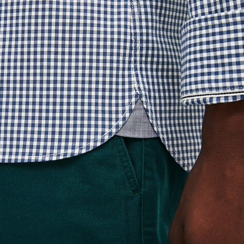 Slim Fit Gingham Stretch Cotton Poplin Shirt | Lacoste Mens