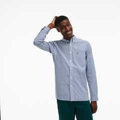 Slim Fit Gingham Stretch Cotton Poplin Shirt | Lacoste Mens