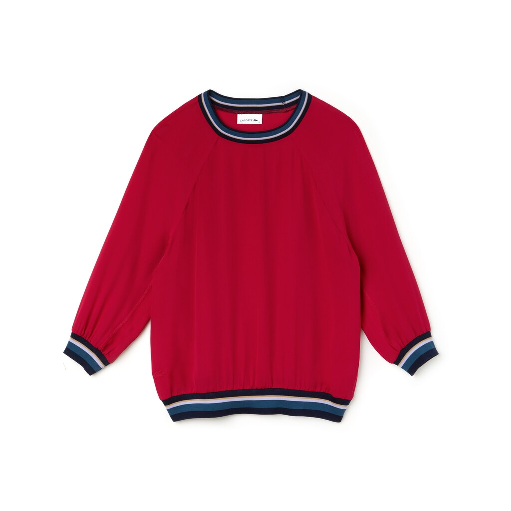 Wo  Contrast Accents Silk Crepe Top | Lacoste Womens