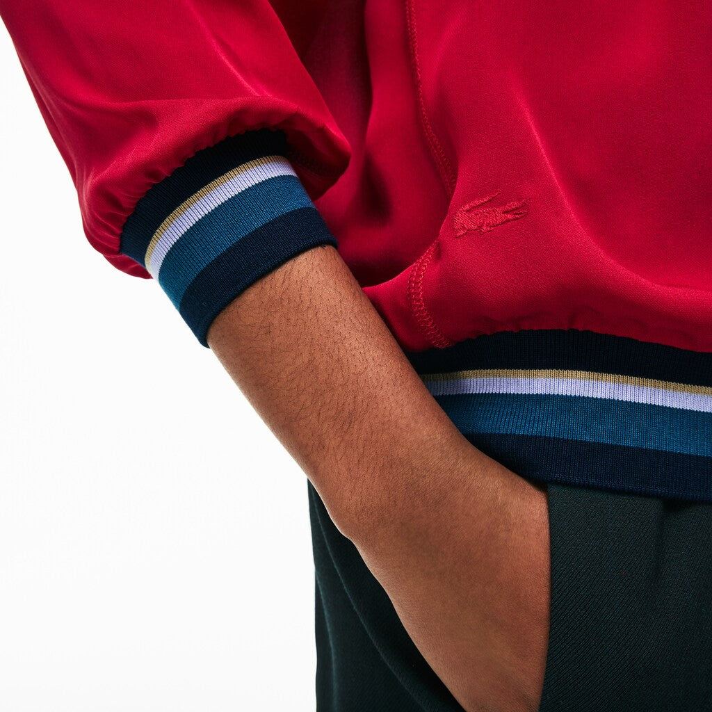 Wo  Contrast Accents Silk Crepe Top | Lacoste Womens