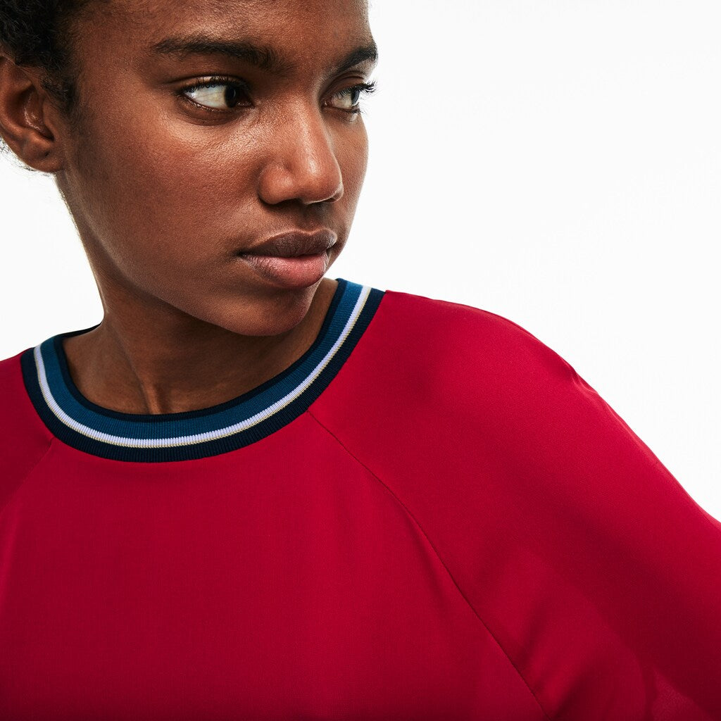 Wo  Contrast Accents Silk Crepe Top | Lacoste Womens