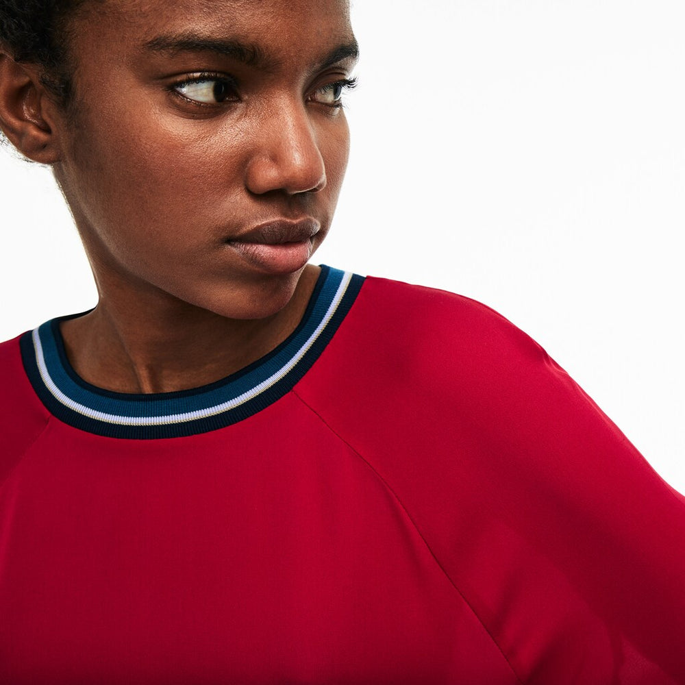 Wo  Contrast Accents Silk Crepe Top | Lacoste Womens