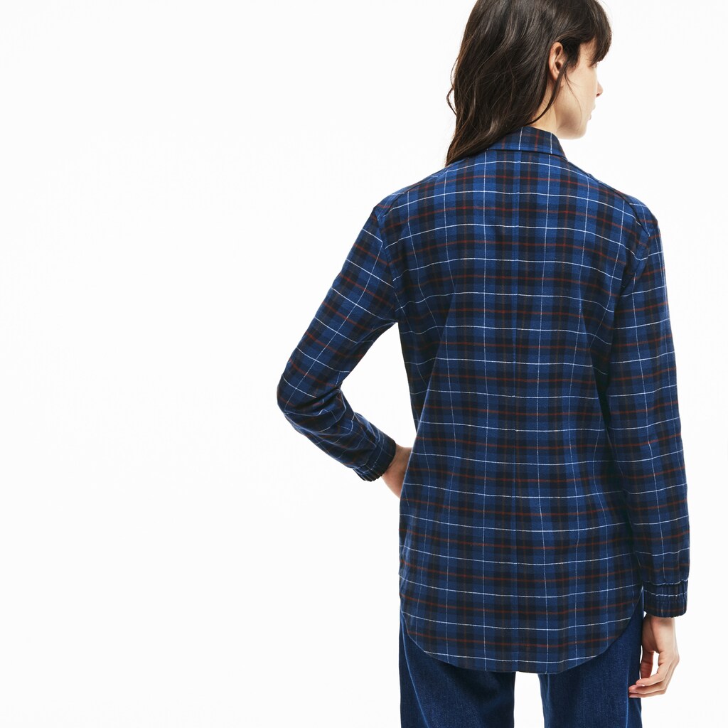 Wo  Slim Fit Stretch Check Cotton Canvas Shirt | Lacoste Womens