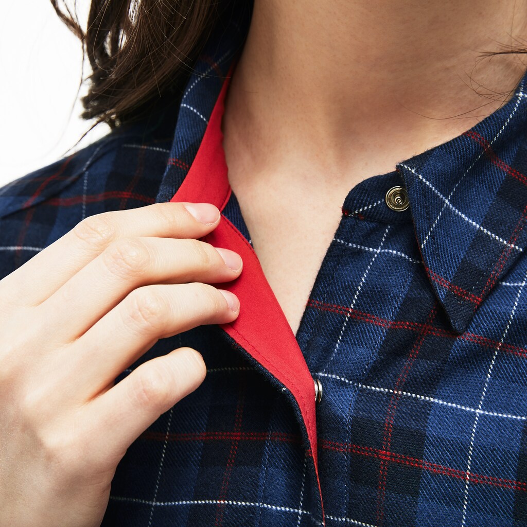 Wo  Slim Fit Stretch Check Cotton Canvas Shirt | Lacoste Womens