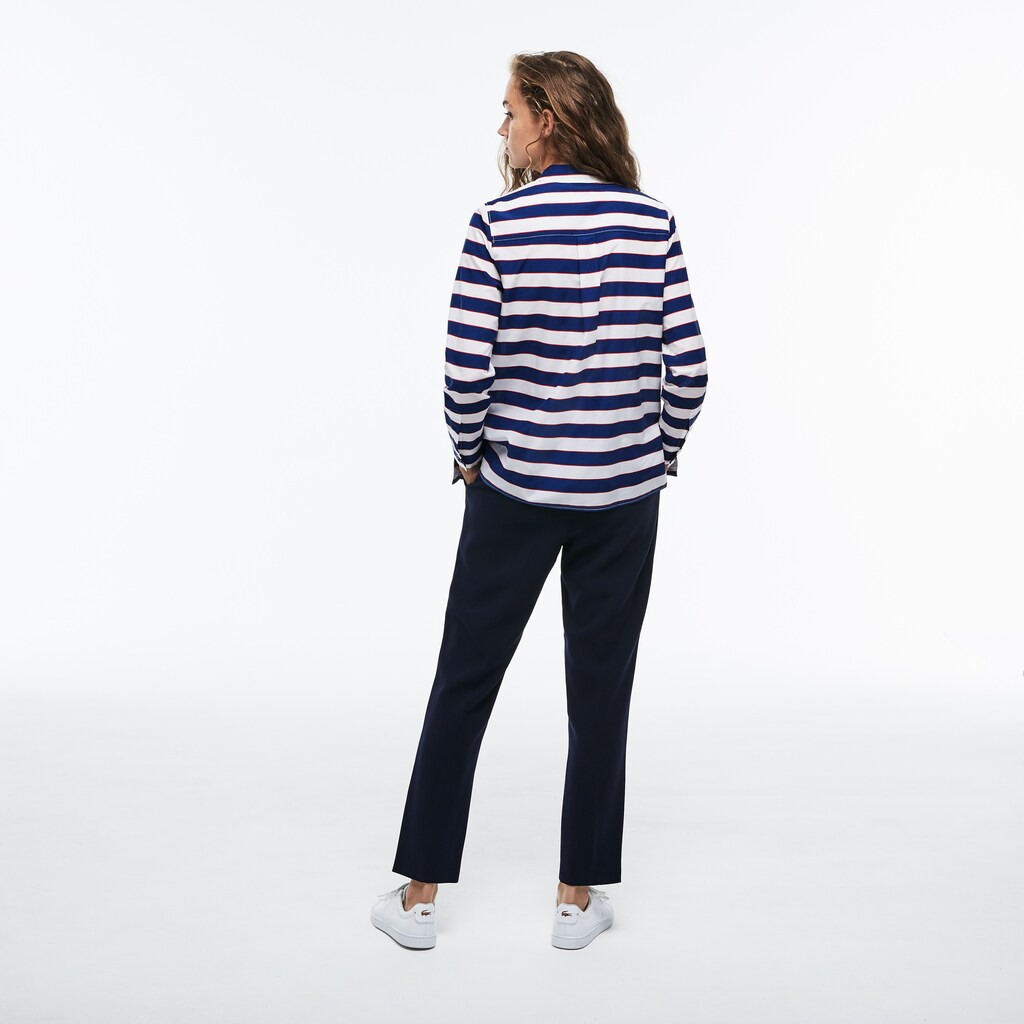 Wo  Regular Fit Striped Cotton & Silk Voile Shirt | Lacoste Womens