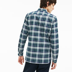 Slim Fit Check Stretch Oxford Cotton Shirt | Lacoste Mens