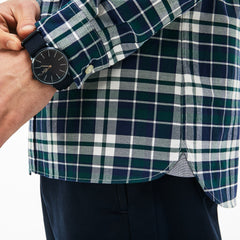 Slim Fit Check Stretch Oxford Cotton Shirt | Lacoste Mens