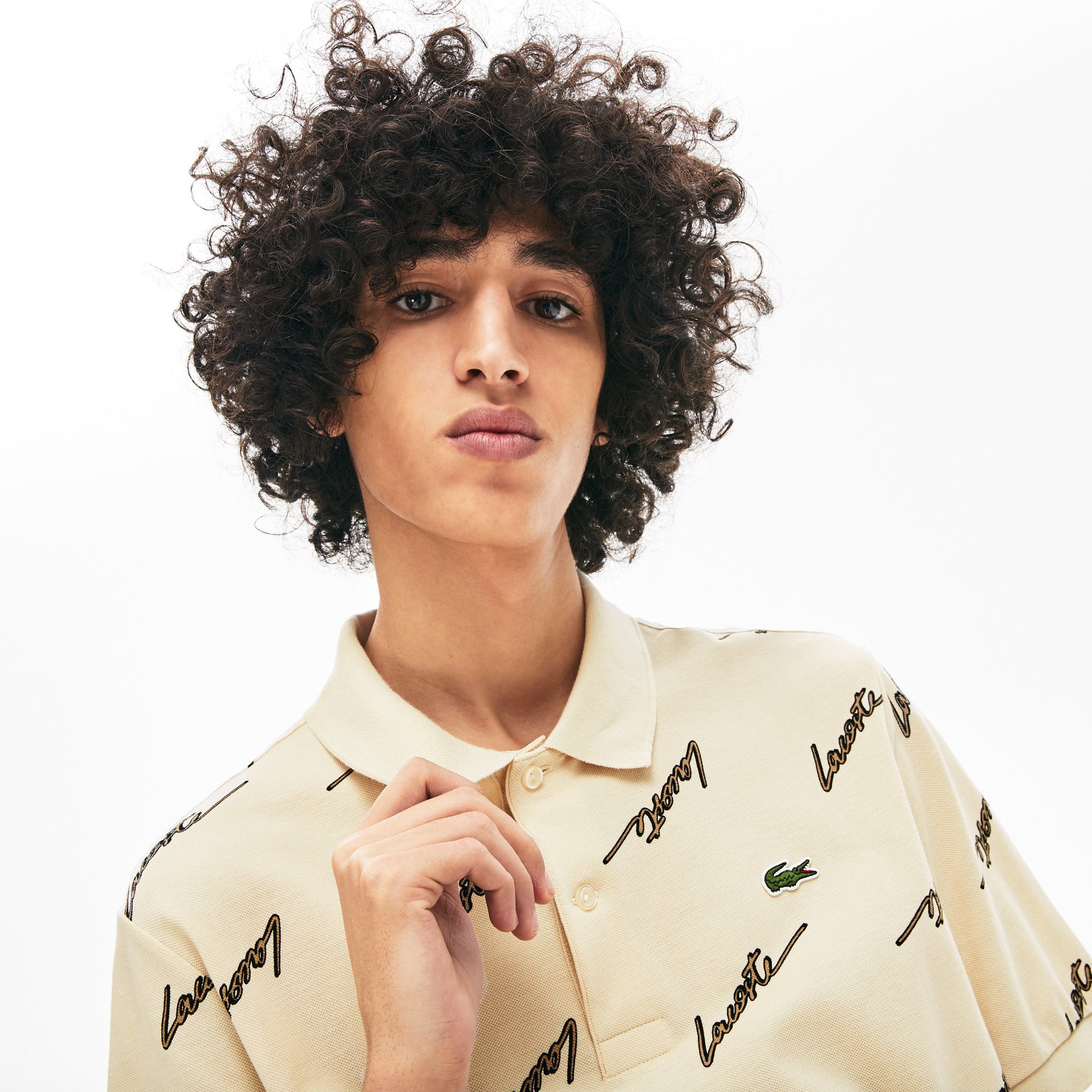 LIVE Standard Fit Print Cotton Piqué Polo Shirt | Lacoste Mens