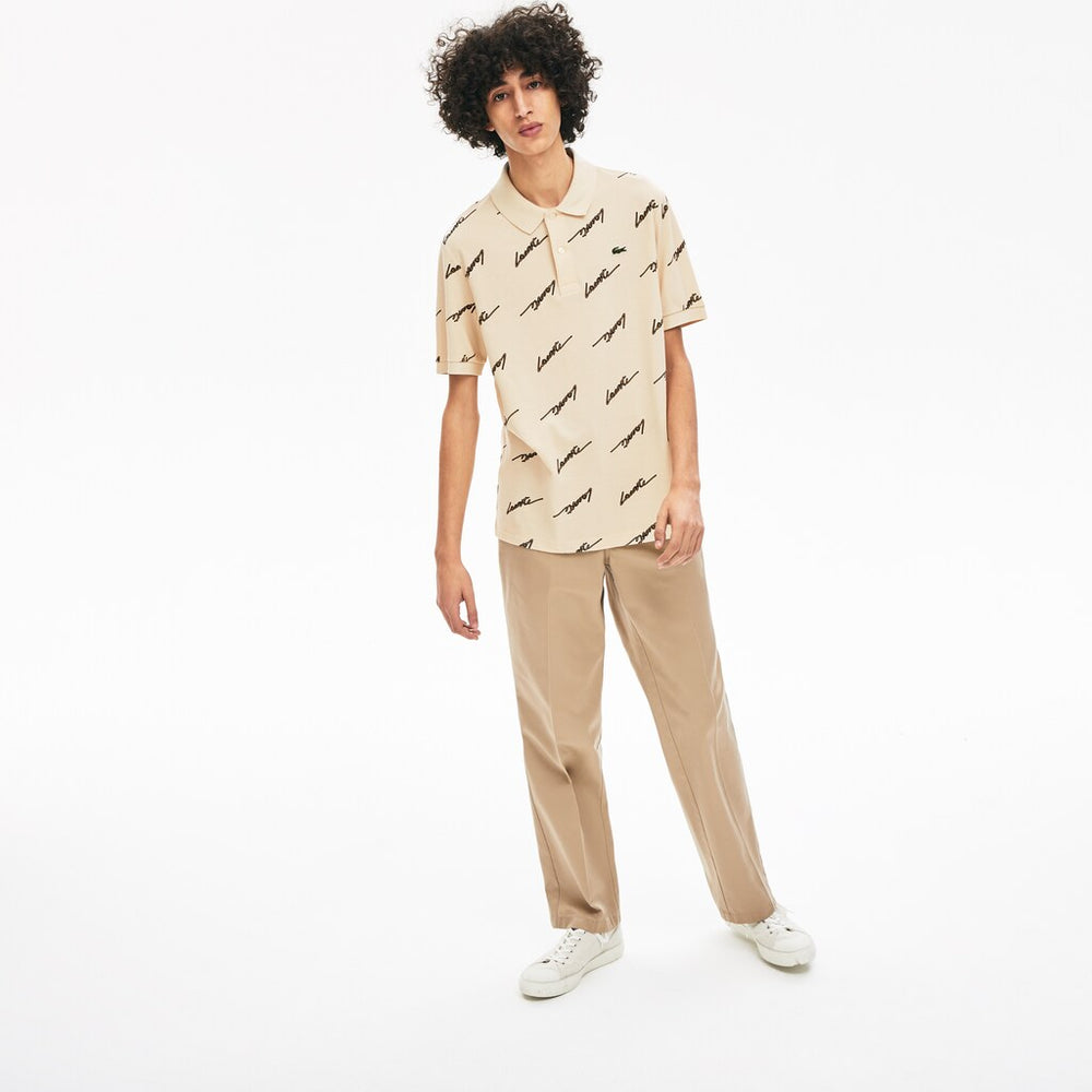 LIVE Standard Fit Print Cotton Piqué Polo Shirt | Lacoste Mens