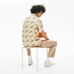 LIVE Standard Fit Print Cotton Piqué Polo Shirt | Lacoste Mens