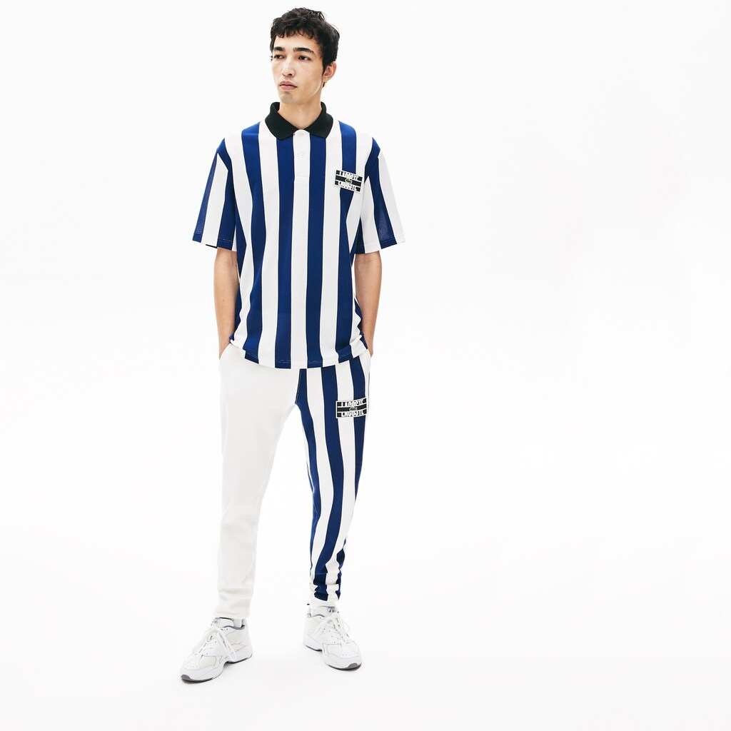 LIVE Loose Fit Striped Cotton Piqué Polo Shirt | Lacoste Mens
