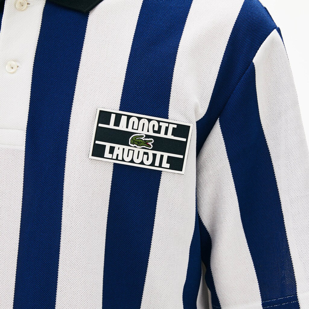 LIVE Loose Fit Striped Cotton Piqué Polo Shirt | Lacoste Mens
