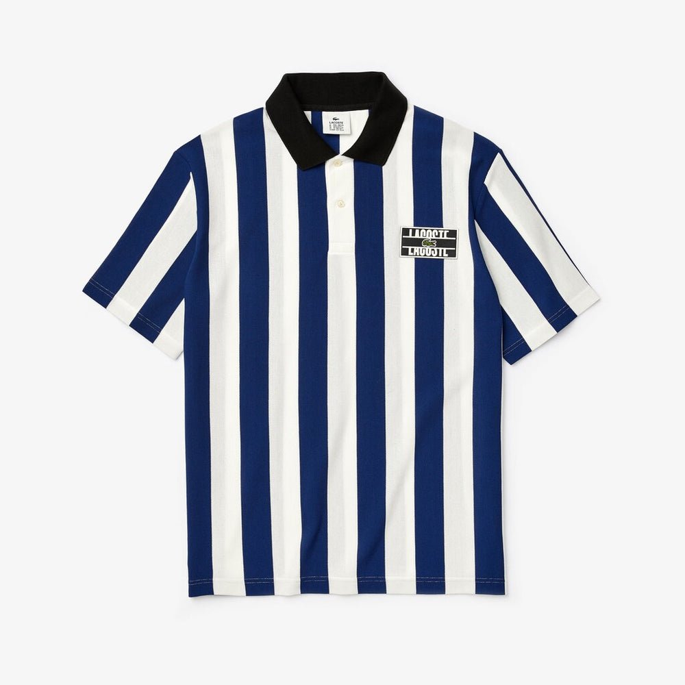 LIVE Loose Fit Striped Cotton Piqué Polo Shirt | Lacoste Mens